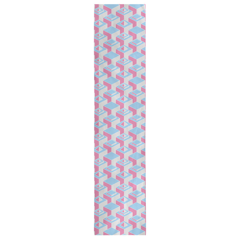 Chemin de table Classic Skyscrapers, 16 po x 90 po, Bleu sarcelle / rose