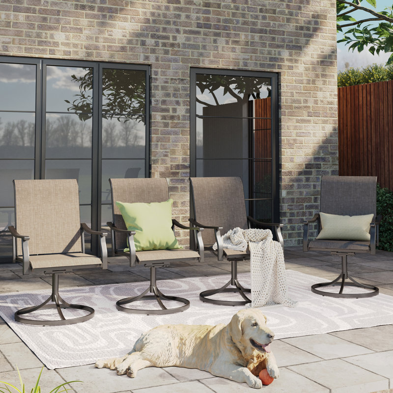 4pcs Swivel Patio Dining Chairs Sling Swivel Chairs