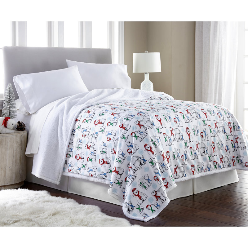 Couverture en sherpa Micro Flannel MD, Ours polaires, Très grand (l 90 po x L 104 po)