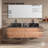 Bridger Jasmine 60'' Natural Oak Veneer Plywood Double Bathroom Vanity with Engineered Quartz Top-93831025