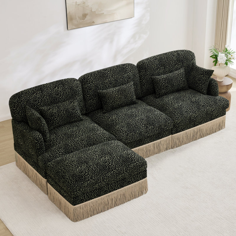 Canapés modulaires à assise profonde, salon moderne léopard chenille