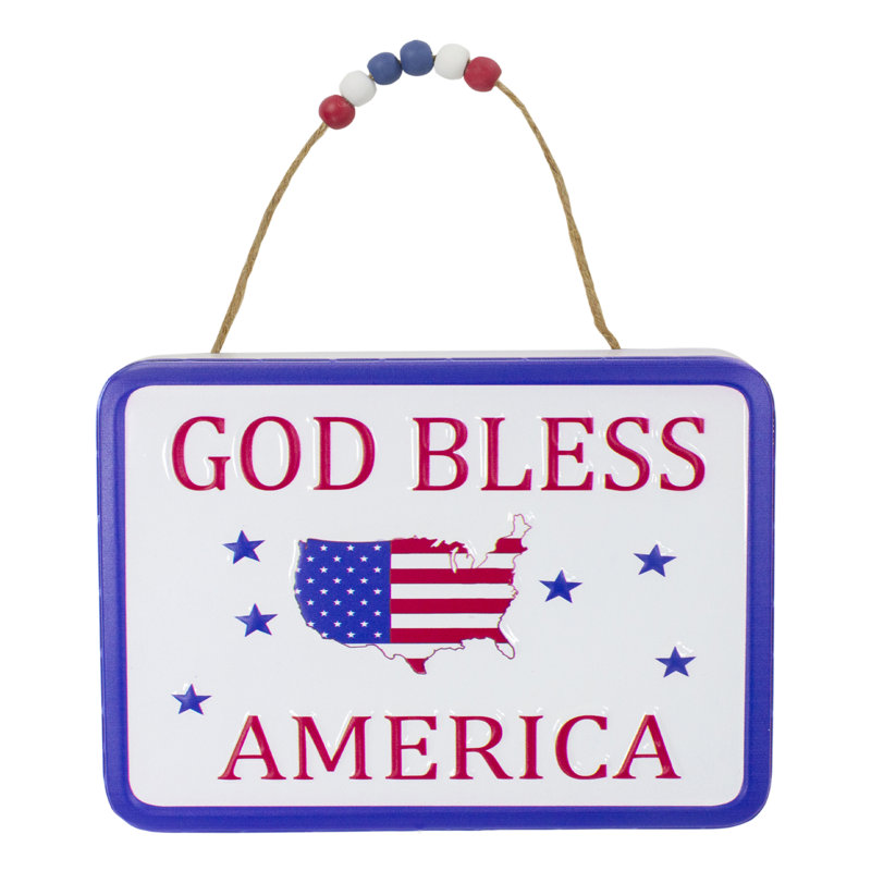 Décoration murale 8,75 "en métal patriotique" GOD BLESS AMERICA "avec étoiles