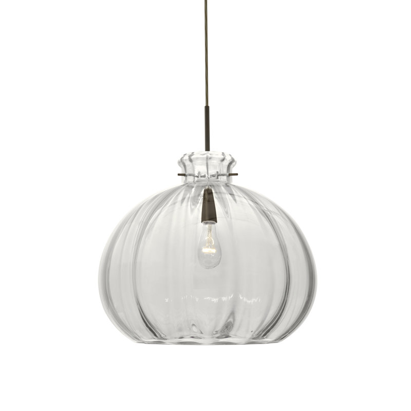 Pinta 1 - Light Single Pendant, 11.88" H x 14.25" W x 14.25" D, Clear, Brushed Bronze