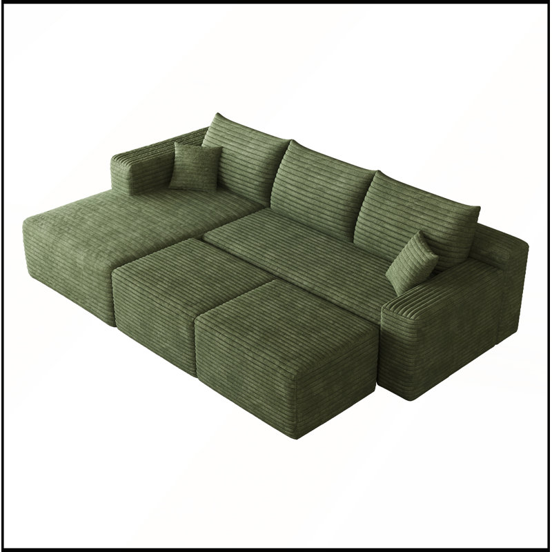 Canapé modulaire 95 avec 2 repose-pieds en forme de U dans un coin profond sans assemblage requis, Right Hand Facing