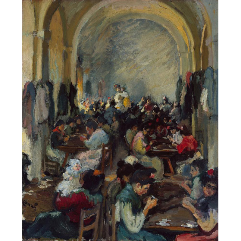 "Fabrication de cigares à Séville" par Ricard Canals I Llambí - Art mural sur toile tendue avec châssis, H 24 po x l 17 po
