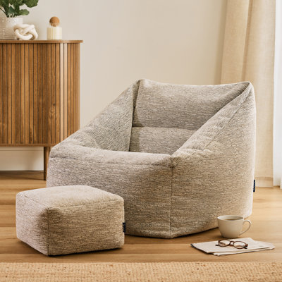 icon Natalia Woven Armchair Beanbag and Footstool, Natural