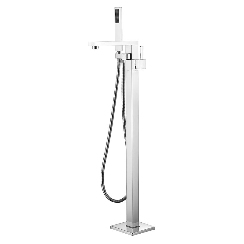 Robinet de baignoire autoportant à poignée simple SevenFalls, Chrome poli
