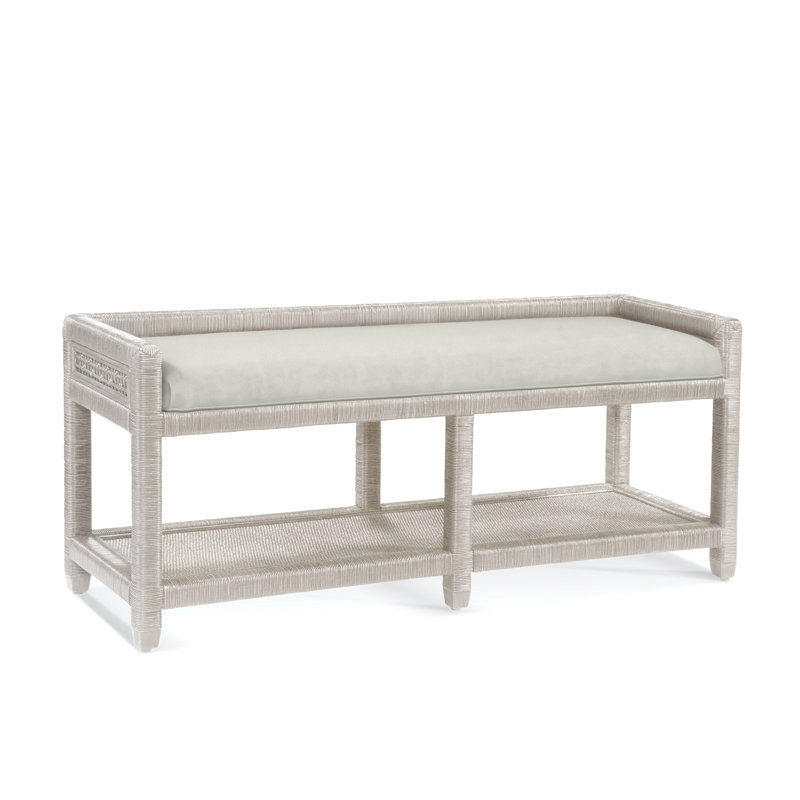 Banc de rangement Silvio Glinda, Blanc antique givré, Rayures bleu cobalt; 0204-64