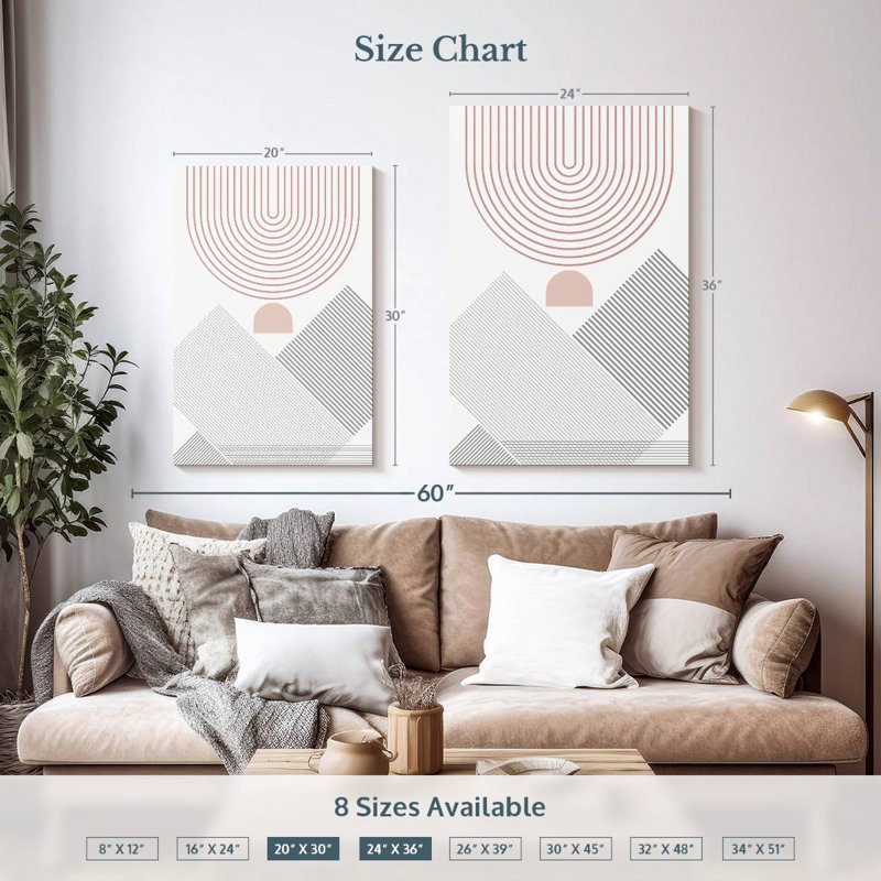 Avery moderne Mid-Century abstrait rose gris III, H 36 po x l 24 po