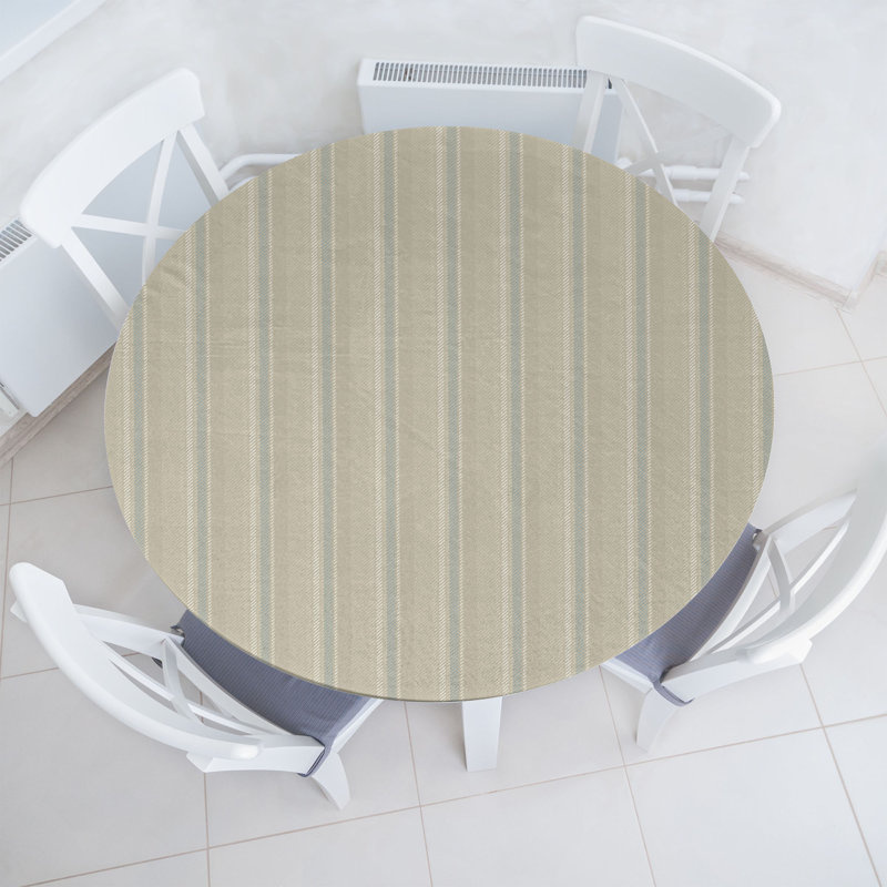 Ebern Designs Retro Fitted Round Tablecloth Grey Yellow, 67.72" Round
