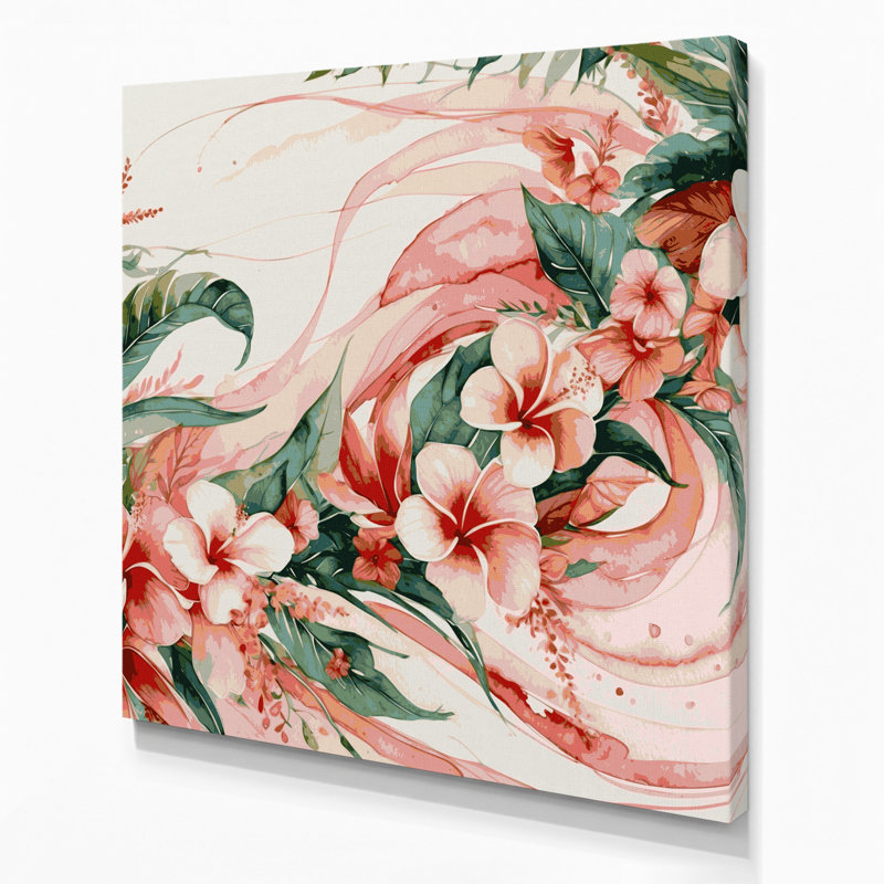 Toile hawaïenne corail gris, H 12 po x l 12 po