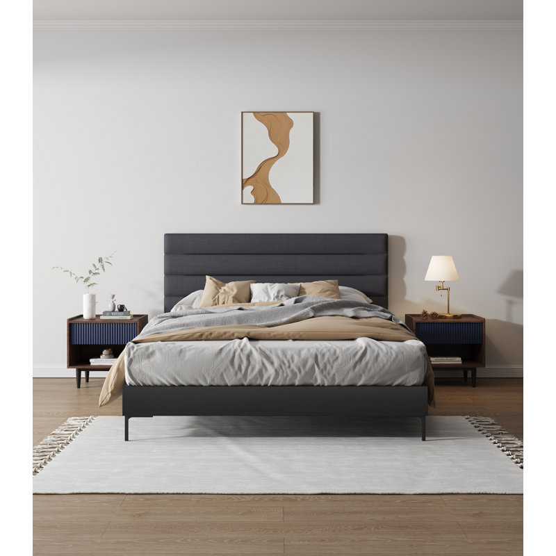 Yonda 20.23'' W Nightstand, Dark Brown/Navy Blue, Set of 2