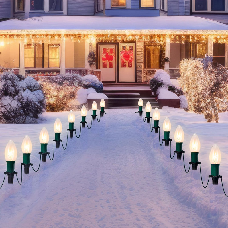 Guirlande de Noël C9, 30,75 pi, 24 lumières de Noël pour l'extérieur  , Blanc, 4.72"