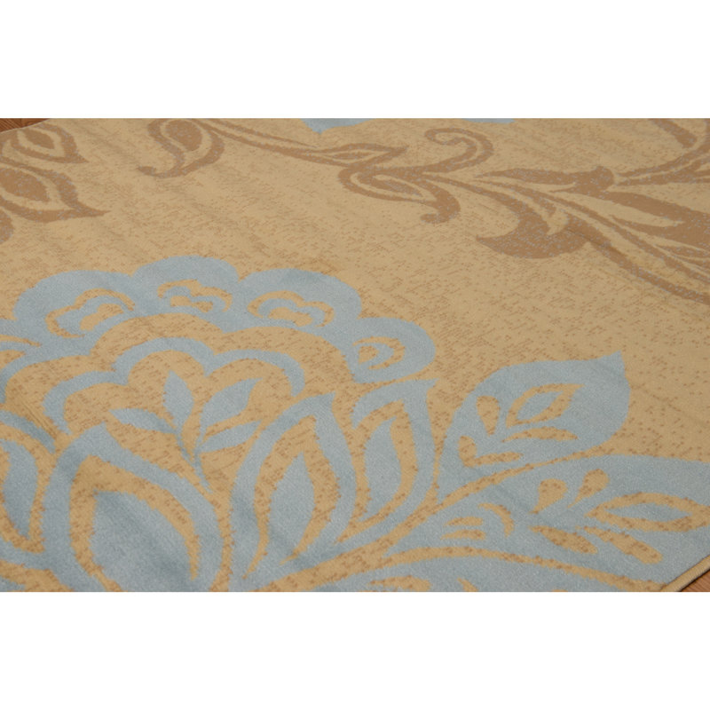 Tapis bleu / beige Plattsmouth, Rectangle 1 pi 11 po x 3 pi 3 po