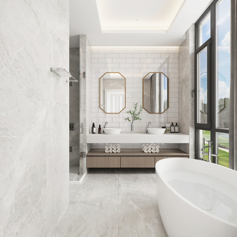 Glass Subway 4" x 12" Wall Tile, Agreeable Gray