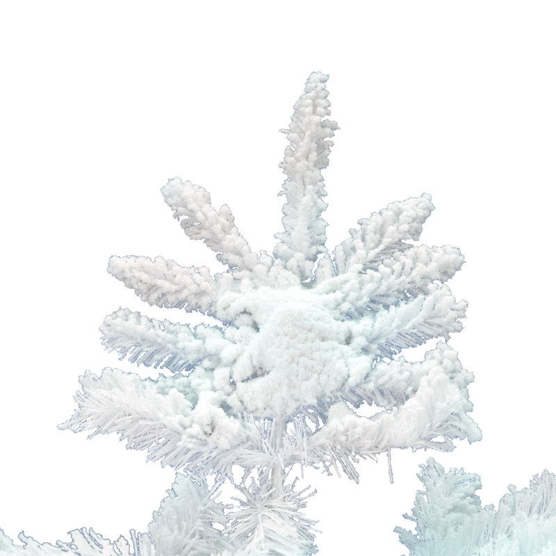 Arbre de Noël artificiel épinette blanc floqué, H 6,5 pi