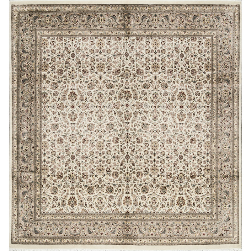 Tapis ivoire noué à la main de haute qualité