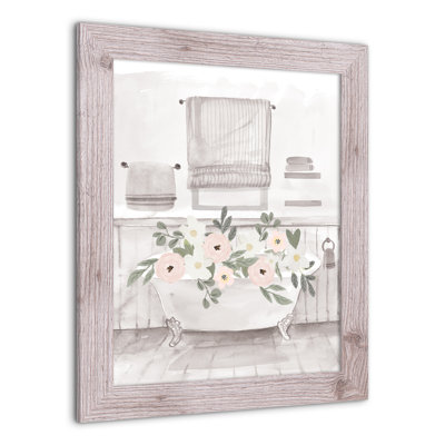 Doux baignoire florale - peinture encadrée