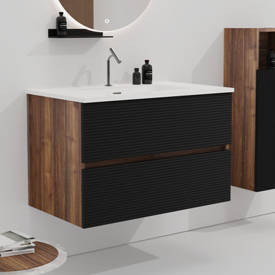 Meuble-lavabo autoportant avec lavabo et 3 tiroirs Skara