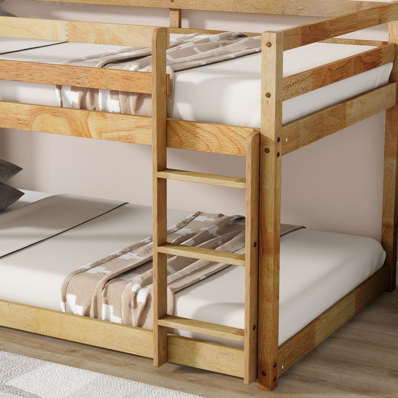 Lit simple au-dessus d'un lit mezzanine avec - Facile à grimper pour du bois massif et un sommeil paisible, Naturel