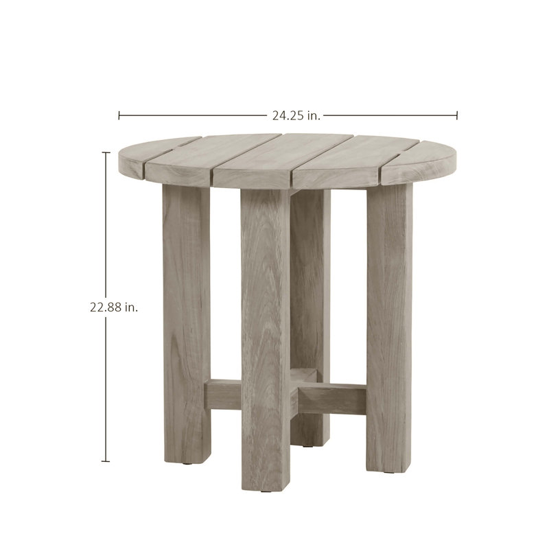 Croquet Teak Outdoor Side Table, Oyster Teak