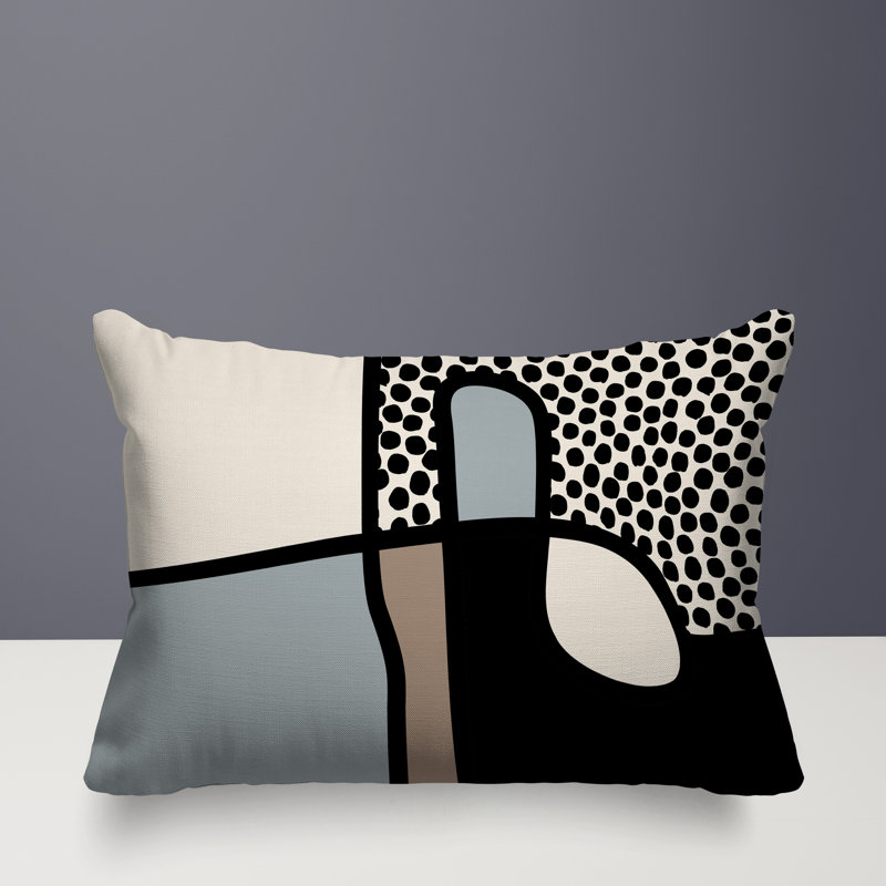 Coussin lombaire réversible intérieur / extérieur Jai Abstract, H 14 po x l 20 po, Grey