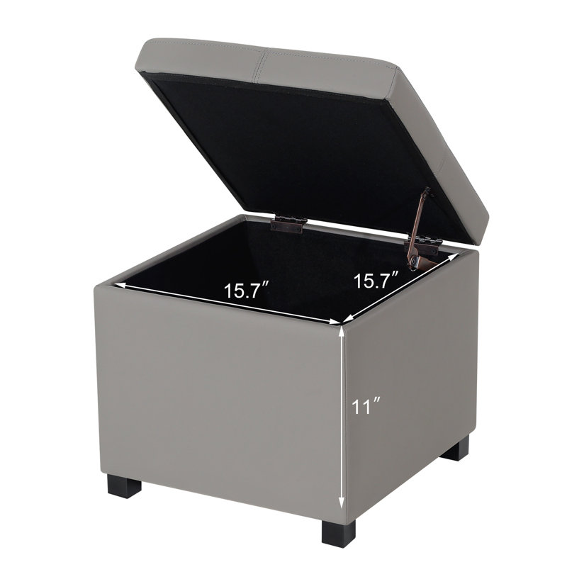 Repose-pieds carré avec rangement relevable 17,3 po, Gris
