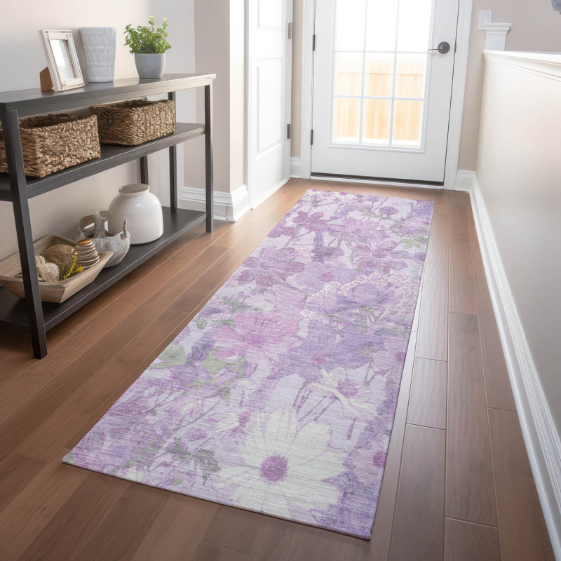 Machine Washable Indoor/Outdoor Claudian ACN1509 Lavender Rug, Runner 2'3" x 7'6"