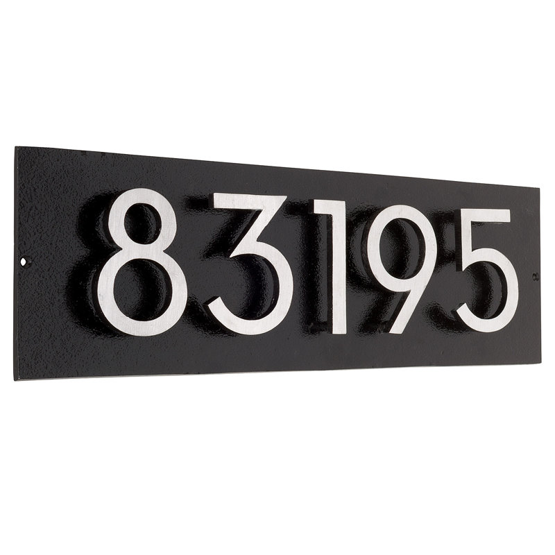 Floating 1-Line Wall Address Plaque, Satin Nickel Two Tone, Yes, White