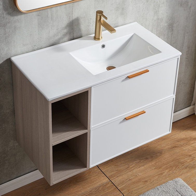 Mercer41 Laureta 36\'\' Single Bathroom Vanity with Ceramic Top | Wayfair