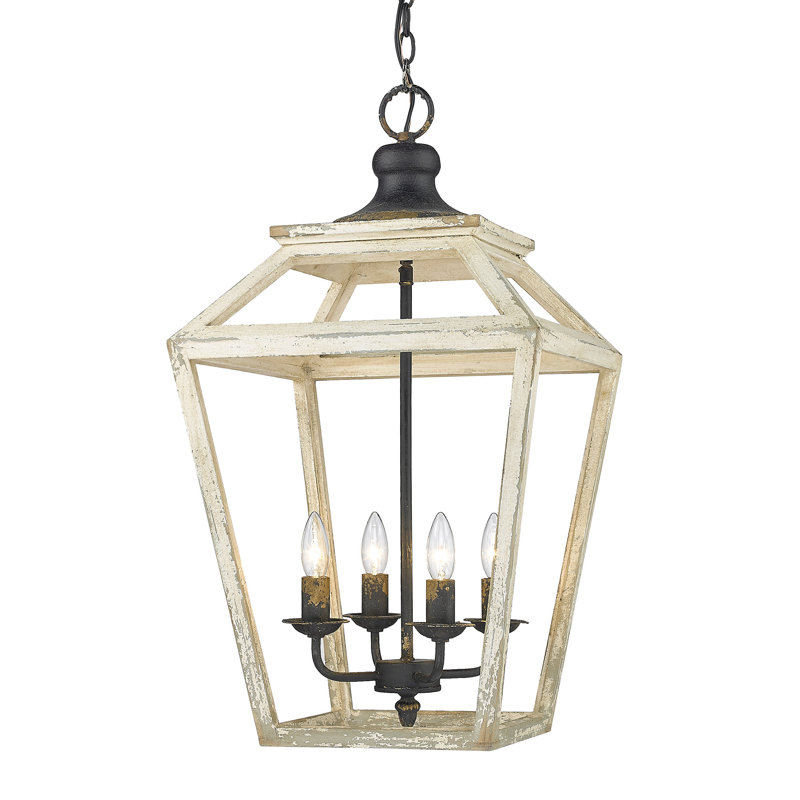 Keynsham 4 - Light Dimmable Geometric Chandelier, Antique Black Iron