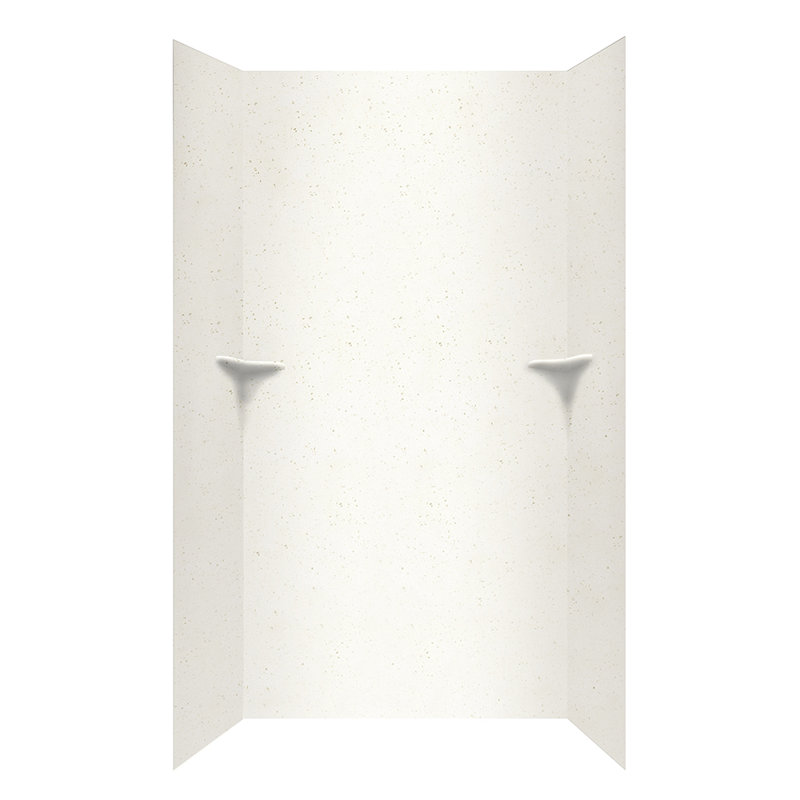 Paroi de douche à trois panneaux 96 "x 48" x 36 "Solid Surface, Blanc cristal