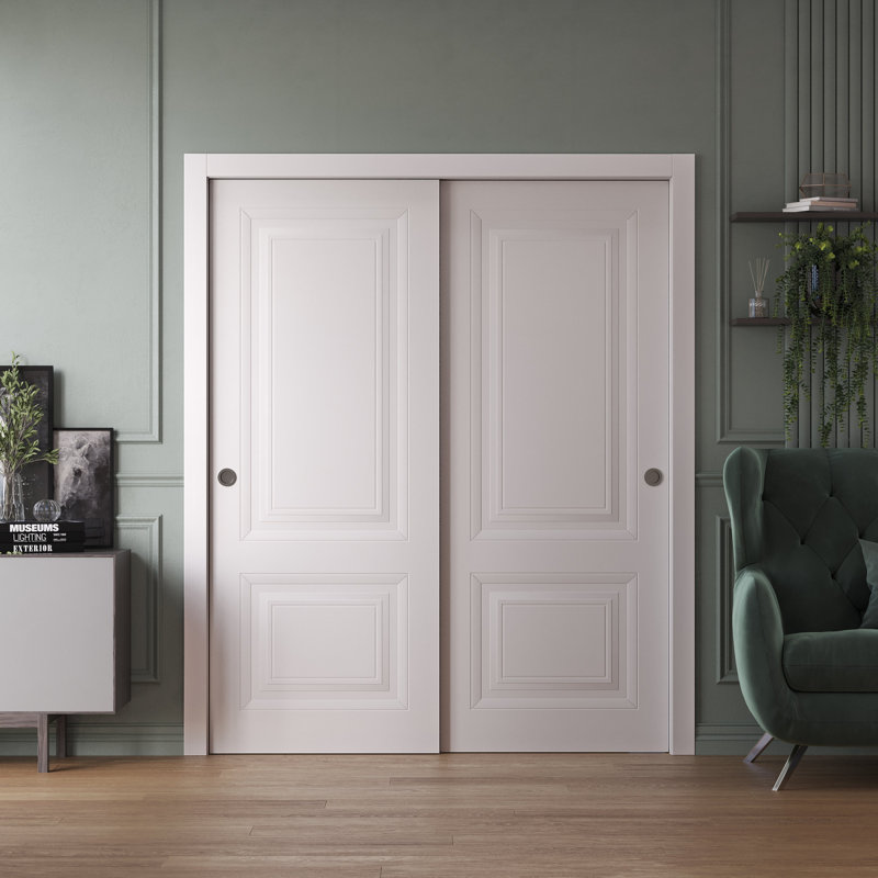 Portes coulissantes pour garde-robe coulissantes | Blanc ESSENTIEL 1222 | Ensemble de quincaillerie Rails | Portes de garde-robe de chambre en bois massif
