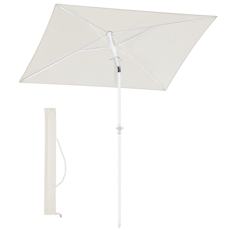 180cm X 125cm Rectangular Tilt Market Parasol, Cream