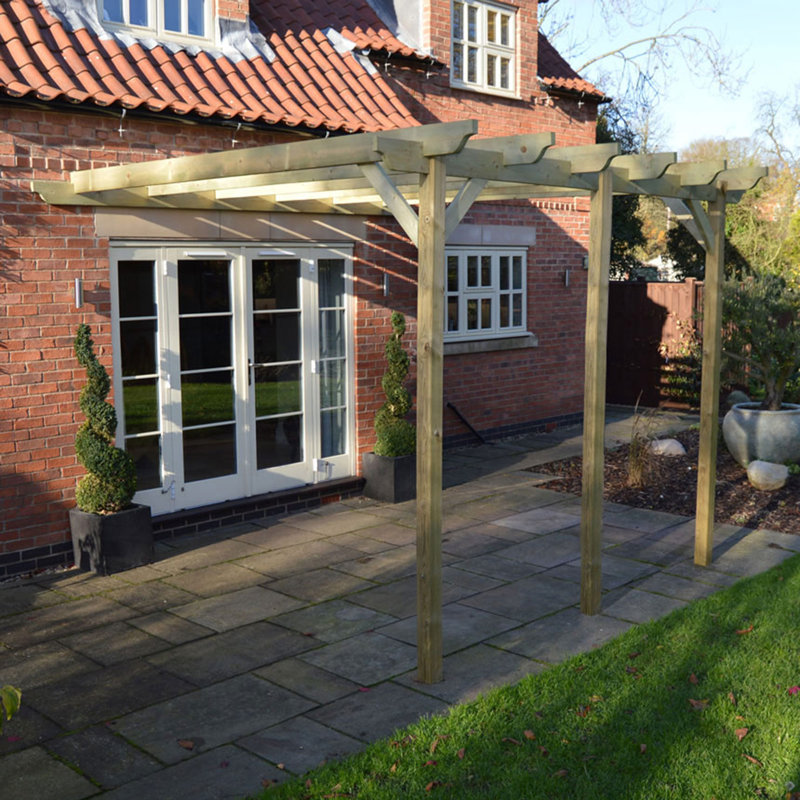 Randi Solid Wood Pergola, Light Green, 270cm H x 420cm W x 420cm D