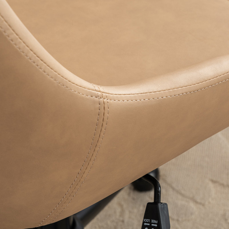 Chaise de bureau Vanora, Similicuir taupe
