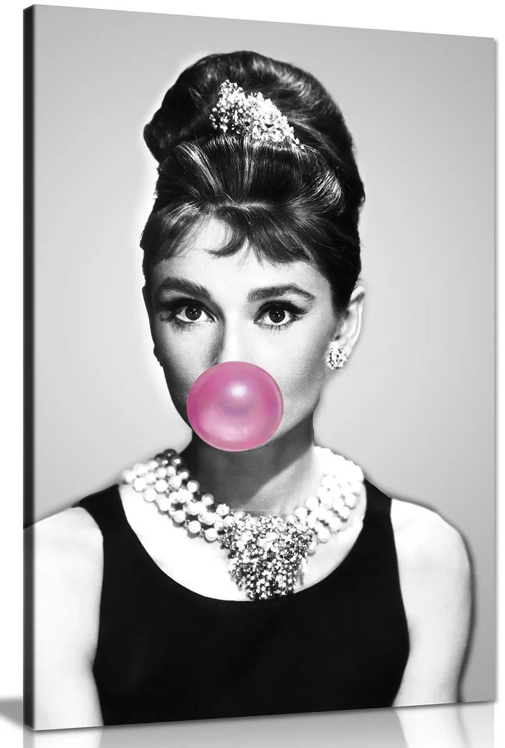 Audrey Hepburn Bubblegum Chewing Gum - Wrapped Canvas Print