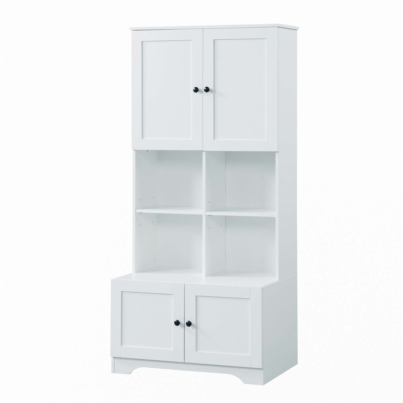 Armoire de rangement haute et large pour salle de bain, Blanc