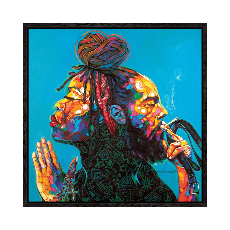 Unequally Yoked by Akintayo Akintobi - Print on Canvas, Black Framed Canvas, 45.72 cm H x 45.72 cm W