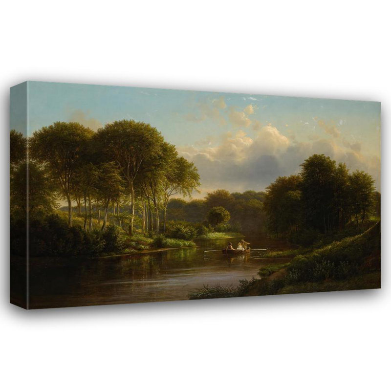 «Boating on the Susquehanna» par Ferdinand Richardt, reproduction d'art sur toile tendue avec châssis, H 24 po x l 17 po