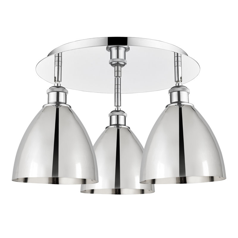 Plafonnier encastré 3 lumières 7,5 po Allare, Chrome poli, Chrome poli