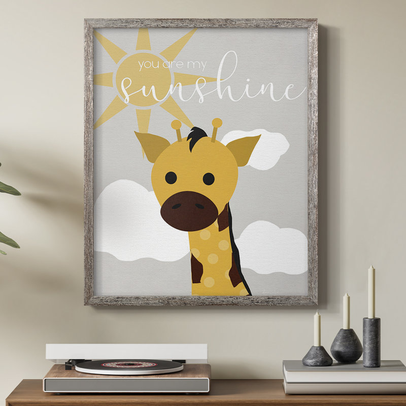 Sunshine Giraffe Framed Print - Solid Wood, 11" H x 9" W