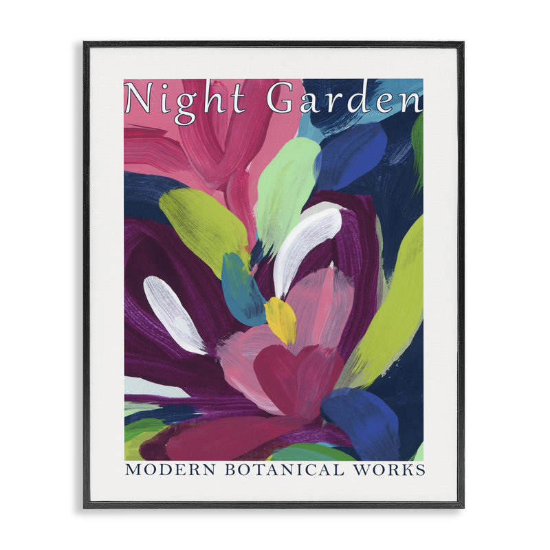  «Night Garden Museum», art de la giclée encadrée par June Erica Vess, H 20 po x l 16 po, Giclée encadrée noir minuit
