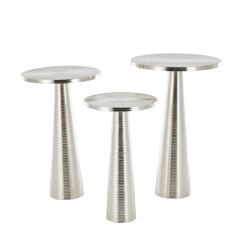 Ensemble de tables de bout à piédestal Aakin, Argent