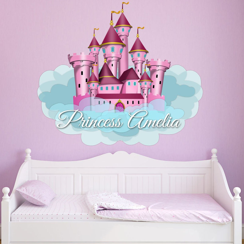 Décalcomanie murale personnalisée princess castle, H 13 po x l 14 po, Rose