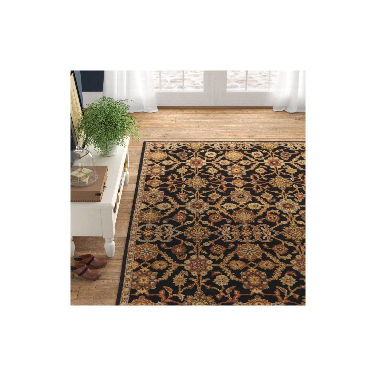 Redwood Hand Tufted Wool Black/Rust Red/Beige Rug, Rectangle 5' x 8'