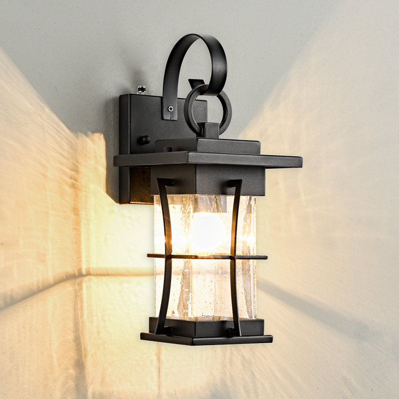 Dusk to Dawn Outdoor Wall Light,13.9'' Black Waterproof Lantern for House, Garage,Porch, Black