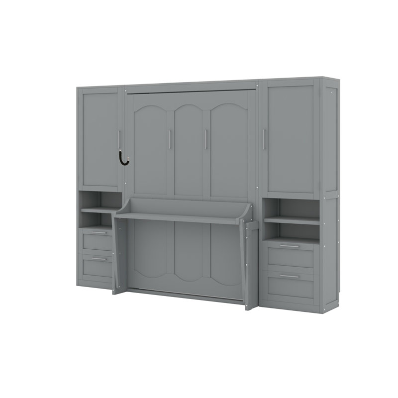 Lit escamotable avec placard Murphy, Gris