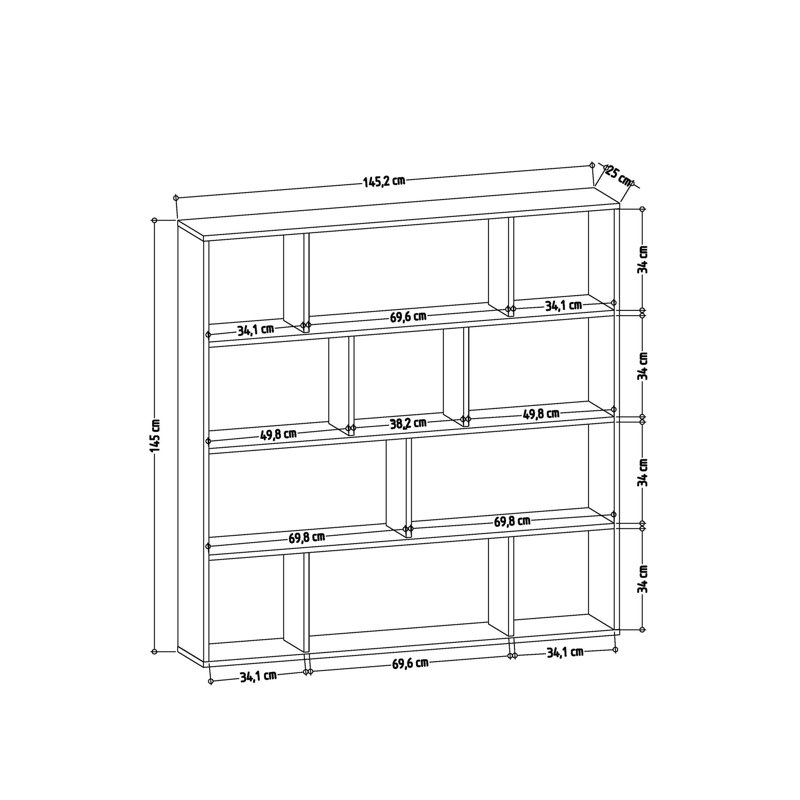 Isaias 145cm H Standard Bookcase, White/Oak