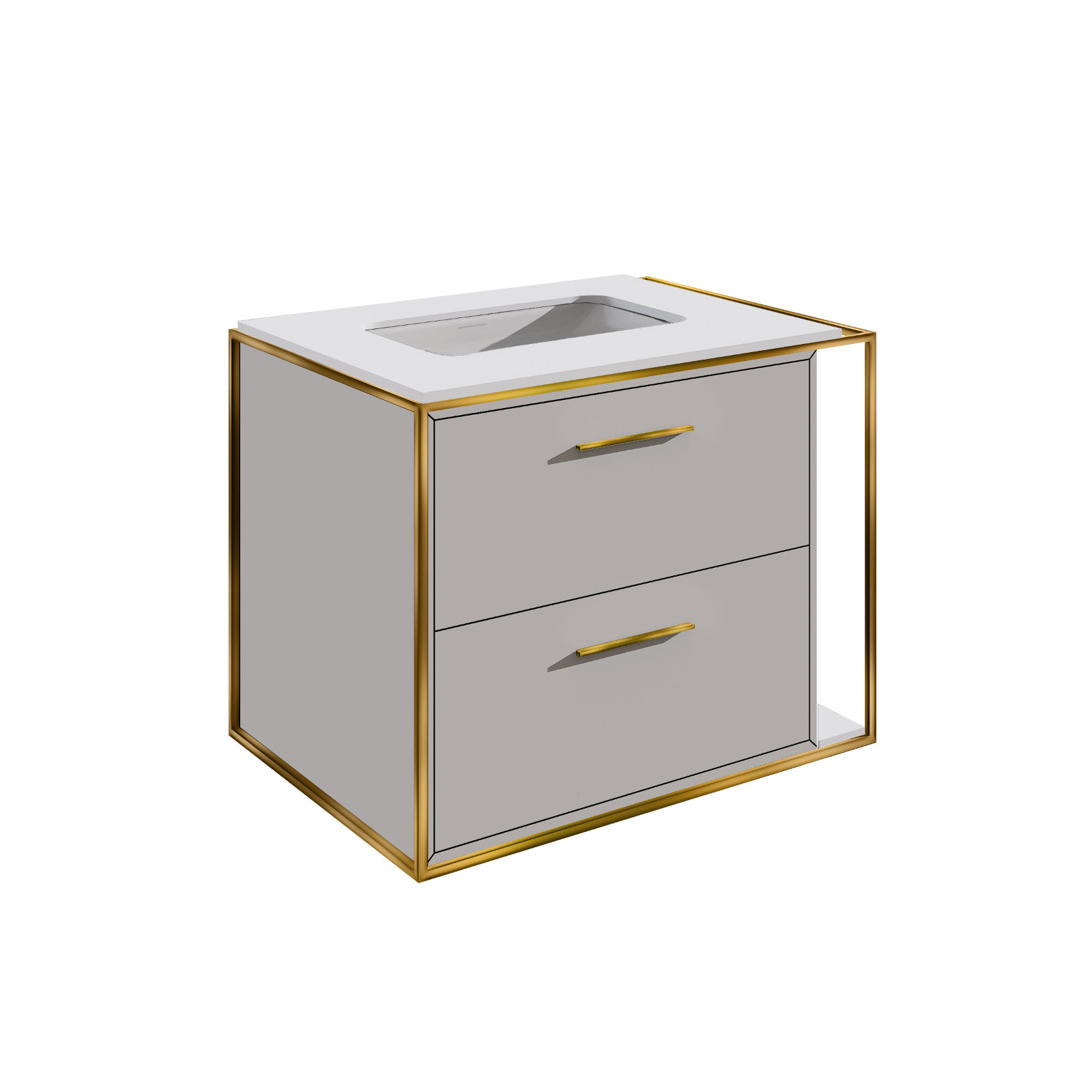 Linea 24" Vanity Base, Brass, Cloud, Wall Mount